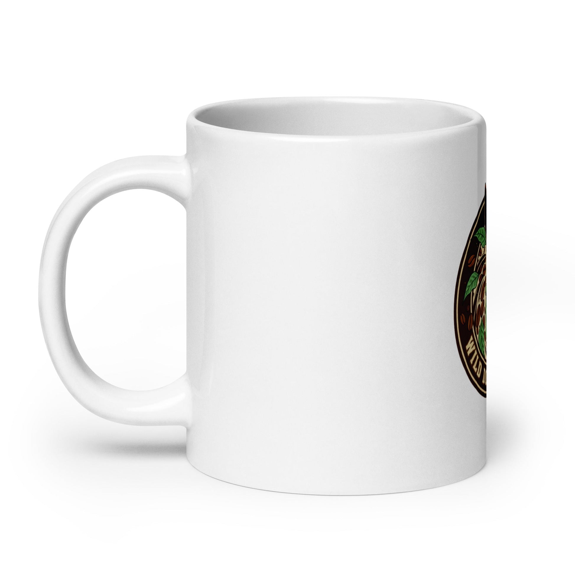 White glossy mug – coffee or tea by Wild Dog Coffee Co White glossy mug by Wild Dog Coffee Co.