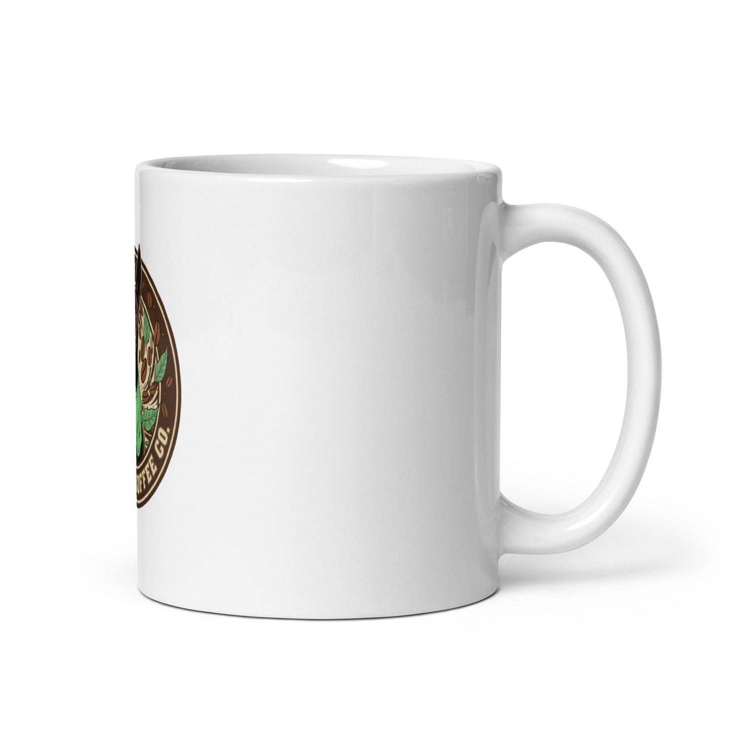 White glossy mug – coffee or tea by Wild Dog Coffee Co White glossy mug by Wild Dog Coffee Co.